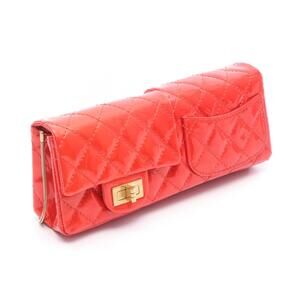 Chanel Patent Bag Shoulder Vernis Clutch Matelasse Leather Red